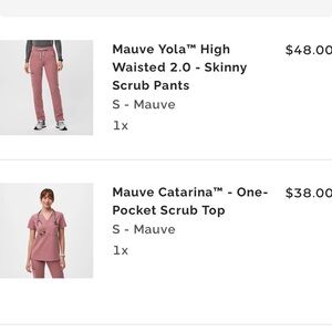 Figs Mauve Scrub Set - Top and Pants